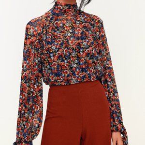 All Dolled Up Black Floral Print Mesh Long Sleeve